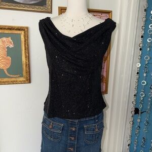 Vintage Y2K Sparkly Elegant Black Women's Top